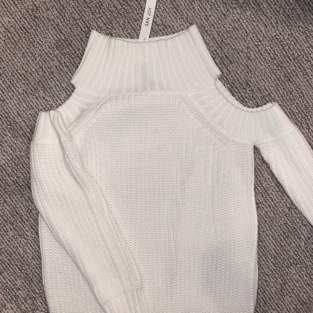 cold shoulder mock turtleneck sweater